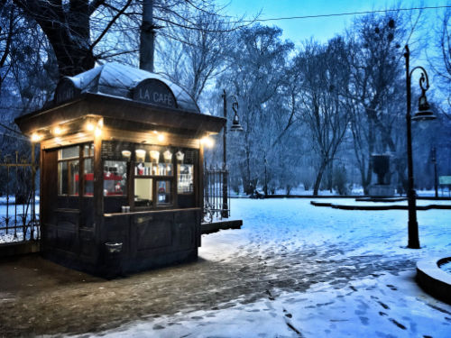 Coffee stand in Lviv, Ukraine